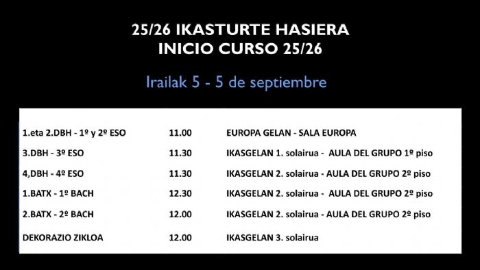 COMIENZO DEL CURSO 25/26